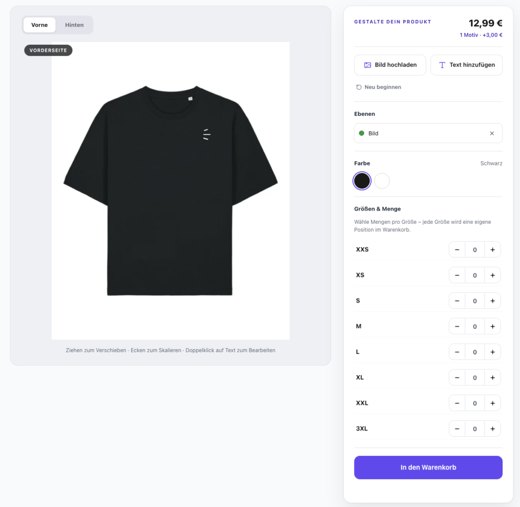 T-Shirt-Konfigurator auf ShirtFoundry.com